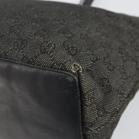 GUCCI GG Canvas Tote Bag Black Silver 36173 1705 Auth 154445