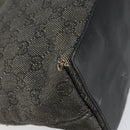 GUCCI GG Canvas Tote Bag Black Silver 36173 1705 Auth 154445-14