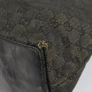 GUCCI GG Canvas Tote Bag Black Silver 36173 1705 Auth 154445-15