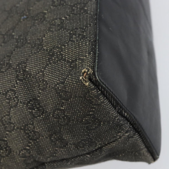 GUCCI GG Canvas Tote Bag Black Silver 36173 1705 Auth 154445