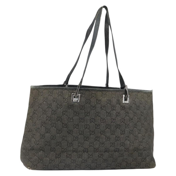 GUCCI GG Canvas Draagtas Zwart Zilver 36173 1705 Auth 154445