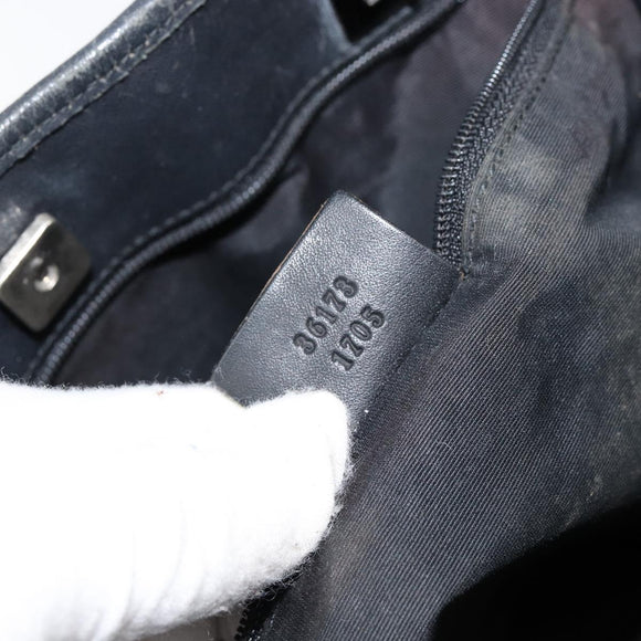 GUCCI GG Canvas Tote Bag Black Silver 36173 1705 Auth 154445