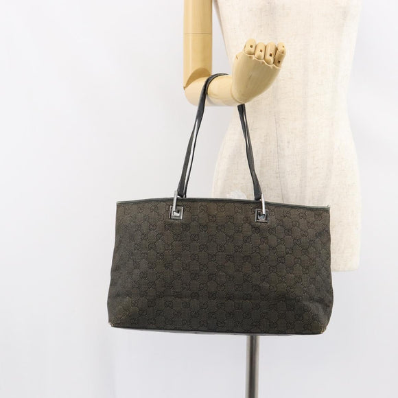 GUCCI GG Canvas Draagtas Zwart Zilver 36173 1705 Auth 154445