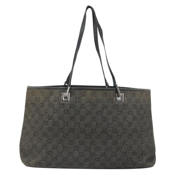 GUCCI GG Canvas Draagtas Zwart Zilver 36173 1705 Auth 154445