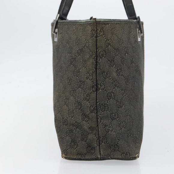GUCCI GG Canvas Tote Bag Black Silver 36173 1705 Auth 154445
