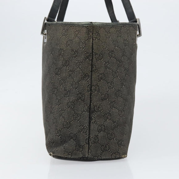 GUCCI GG Canvas Draagtas Zwart Zilver 36173 1705 Auth 154445