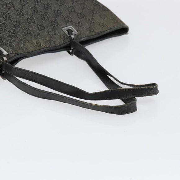 GUCCI GG Canvas Tote Bag Black Silver 36173 1705 Auth 154445
