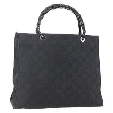 GUCCI Bamboo GG Canvas Hand Bag Black Silver 002 1010 3754 Auth 154446