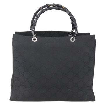 GUCCI Bamboo GG Canvas Hand Bag Black Silver 002 1010 3754 Auth 154446 - 0