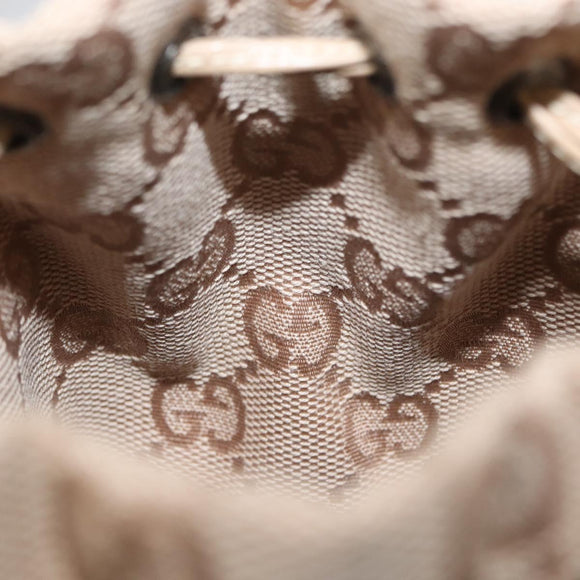 GUCCI GG Canvas Pouch Beige Silver 039 1054 Auth 154448