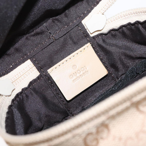 GUCCI GG Canvas Pouch Beige Silver 039 1054 Auth 154448