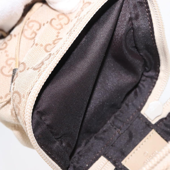 GUCCI GG Canvas Pouch Beige Silver 039 1054 Auth 154448