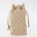 GUCCI GG Canvas Pouch Beige Silver 039 1054 Auth 154448-4