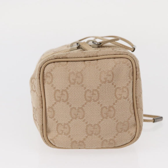 GUCCI GG Canvas Pouch Beige Silver 039 1054 Auth 154448