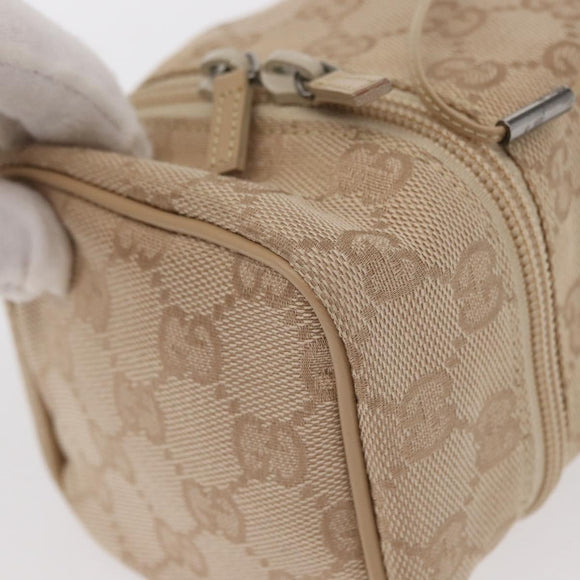 GUCCI GG Canvas Pouch Beige Silver 039 1054 Auth 154448