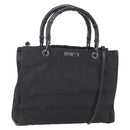 GUCCI GG Canvas Bamboo Hand Bag Nylon Black Silver 002 1016 Auth 154449-1