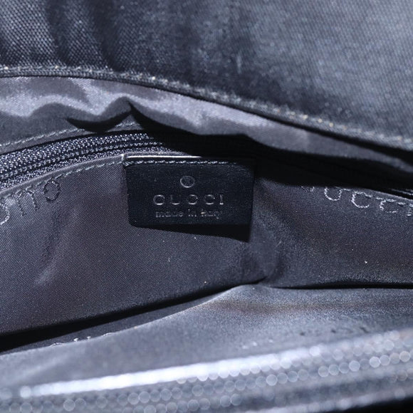 GUCCI GG Canvas Bamboo Hand Bag Nylon Black Silver 002 1016 Auth 154449