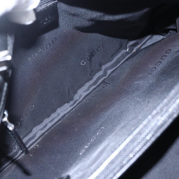 GUCCI GG Canvas Bamboo Hand Bag Nylon Black Silver 002 1016 Auth 154449