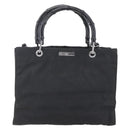 GUCCI GG Canvas Bamboo Hand Bag Nylon Black Silver 002 1016 Auth 154449-13