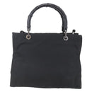 GUCCI GG Canvas Bamboo Hand Bag Nylon Black Silver 002 1016 Auth 154449-2