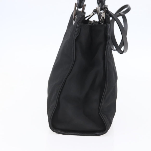 GUCCI GG Canvas Bamboo Hand Bag Nylon Black Silver 002 1016 Auth 154449