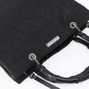 GUCCI GG Canvas Bamboo Hand Bag Nylon Black Silver 002 1016 Auth 154449-6