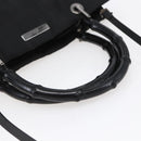 GUCCI GG Canvas Bamboo Hand Bag Nylon Black Silver 002 1016 Auth 154449-7