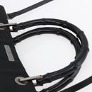 GUCCI GG Canvas Bamboo Hand Bag Nylon Black Silver 002 1016 Auth 154449-8