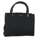 GUCCI GG Canvas Bamboo Hand Bag Nylon Black Silver 002 1016 Auth 154450-1