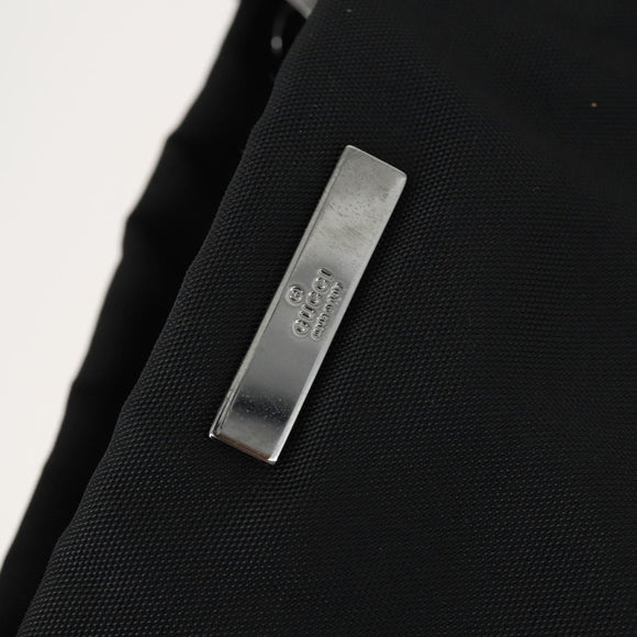 GUCCI GG Canvas Bamboo Hand Bag Nylon Black Silver 002 1016 Auth 154450