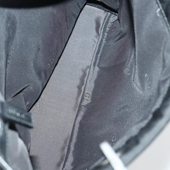 GUCCI GG Canvas Bamboo Hand Bag Nylon Black Silver 002 1016 Auth 154450