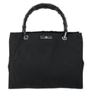 GUCCI GG Canvas Bamboo Hand Bag Nylon Black Silver 002 1016 Auth 154450-2