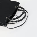GUCCI GG Canvas Bamboo Hand Bag Nylon Black Silver 002 1016 Auth 154450-23