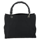 GUCCI GG Canvas Bamboo Hand Bag Nylon Black Silver 002 1016 Auth 154450-3