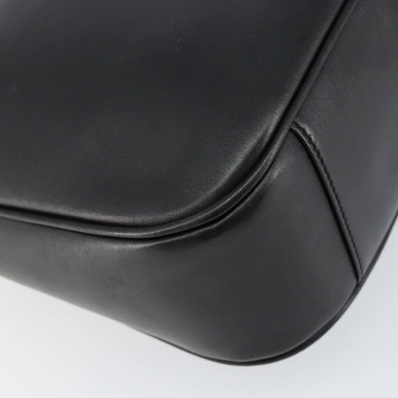 GUCCI Bamboo Shoulder Bag Leather 2way Black Silver 001 1638 Auth 154451