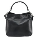 GUCCI Bamboo Shoulder Bag Leather 2way Black Silver 001 1638 Auth 154451-2