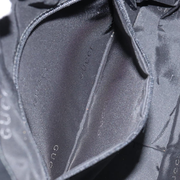 GUCCI Bamboo Shoulder Bag Leather 2way Black Silver 001 1638 Auth 154451