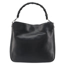 GUCCI Bamboo Shoulder Bag Leather 2way Black Silver 001 1638 Auth 154451-3