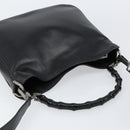 GUCCI Bamboo Shoulder Bag Leather 2way Black Silver 001 1638 Auth 154451-6