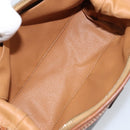 CELINE Macadam Canvas Pouch PVC Leather Brown Gold Auth 154456-15