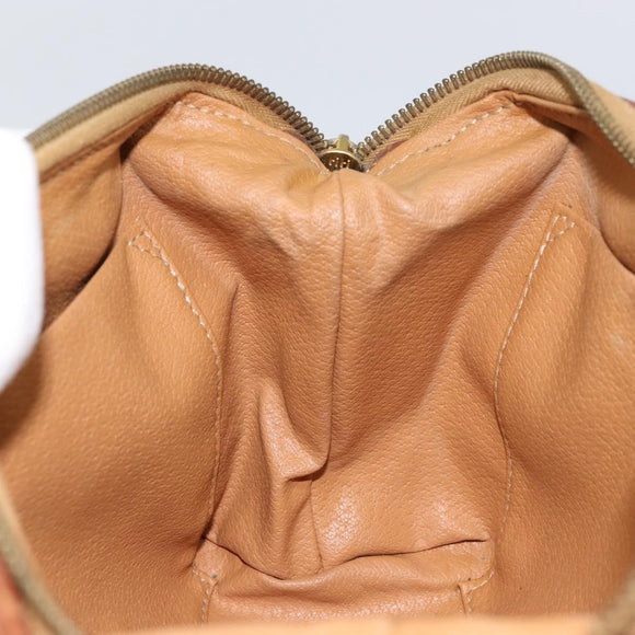 CELINE Macadam Canvas Pouch PVC Leather Brown Gold Auth 154456