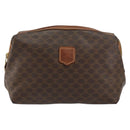 CELINE Macadam Canvas Pouch PVC Leather Brown Gold Auth 154456-2