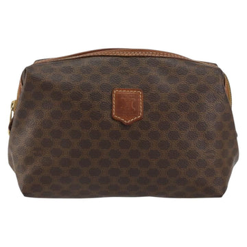 CELINE Macadam Canvas Pouch PVC Leather Brown Gold Auth 154456 - 0