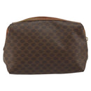 CELINE Macadam Canvas Pouch PVC Leather Brown Gold Auth 154456-3