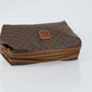 CELINE Macadam Canvas Pouch PVC Leather Brown Gold Auth 154456-6