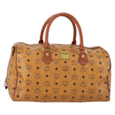 MCM Logogram Vicetos Boston Bag PVC Leather Brown Gold Auth 154457-1