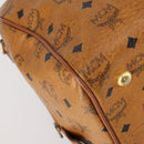 MCM Logogram Vicetos Boston Bag PVC Leather Brown Gold Auth 154457-11