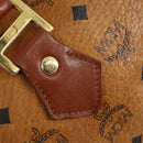 MCM Logogram Vicetos Boston Bag PVC Leather Brown Gold Auth 154457-14