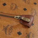 MCM Logogram Vicetos Boston Bag PVC Leather Brown Gold Auth 154457-15