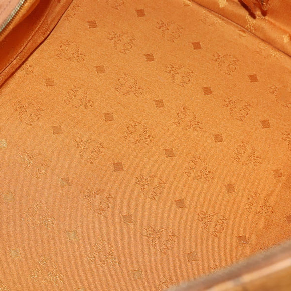 MCM Logogram Vicetos Boston Bag PVC Leather Brown Gold Auth 154457